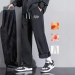Men's Fleece-Lined Sweatpants - Black Relaxed Fit Joggers for Winter - Image 2