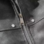 Distressed Leather Jacket with Shearling - Unisex Vintage Biker Style Coat - Image 3