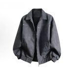 Distressed Leather Jacket with Shearling - Unisex Vintage Biker Style Coat