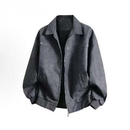 Distressed Leather Jacket with Shearling - Unisex Vintage Biker Style Coat